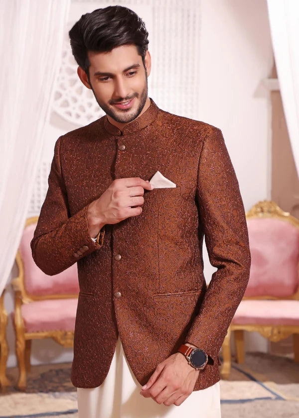 Orange Banarasi Prince Coat -The Great Masters (TGM)