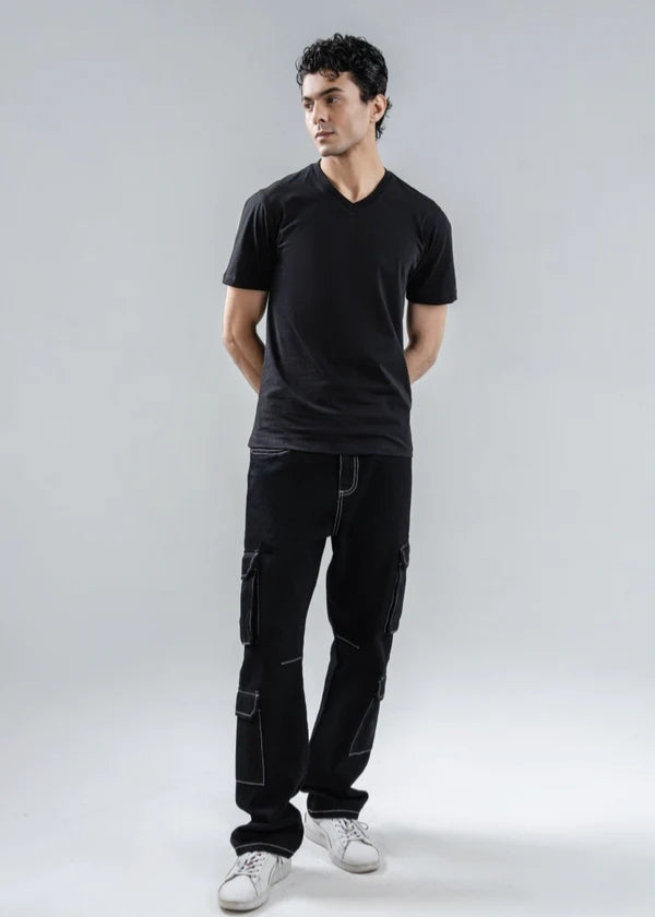 Basic V-Neck T-Shirt -Ecru