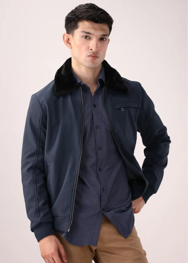 Navy Blue Full-Sleeve Jacket