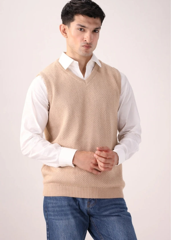 Beige Sleeveless Sweater